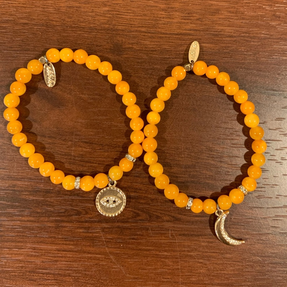 Ettika Beaded Bracelet Set Moon + Evil Eye